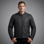 Herren-Bikerjacke aus mattem schwarzem Leder – verstellbare Schnalle im Moto-Stil