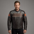 Heritage Racing Brown Leather Biker Jacket – Classic Harley Moto Style
