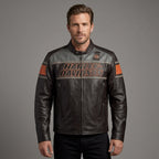 Heritage Racing Brown Leather Biker Jacket – Classic Harley Moto Style
