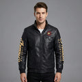Herren Leder Racing Jacke im Indianer-Stil – Premium Schwarze Moto Bomberjacke