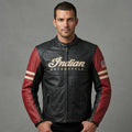 Herren Vintage Leder-Motorradjacke im Indian-Stil – Rot & Schwarz Moto Style