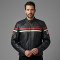 Men’s Indian Motorcycle Style Vintage Leather Biker Jacket – Embroidered Script Logo