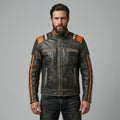 Herren-Lederjacke im Retro-Streifen-Design – Moto-Style in limitierter Auflage