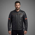 Herren Motorradjacke aus schwarzem Leder im Harley-Stil – Steppdetail an den Schultern