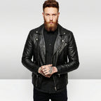 Men’s Genuine Lambskin Leather Blazer – Classic Slim Fit Tailored Jacket