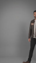 Load and play video in Gallery viewer, Men’s Harley Two-Tone Leather Biker Jacket – Brown &amp; Black
