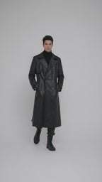 Men’s German Officer WW2 Style Leather Trench Coat – Classic Military Edition