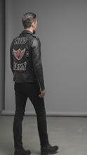 Load and play video in Gallery viewer, Men’s Rock Fan Leather Moto Jacket – Winged Embroidered Patch Biker Style
