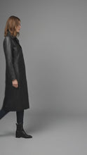 Load and play video in Gallery viewer, Women’s Black Real Leather Long Coat – Classic Elegant Trench Overcoat
