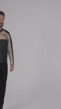 Laden und Abspielen von Videos im Galerie-Viewer, Herren Harley-Stil Echtlederjacke – Sternbestickte Schulter Moto
