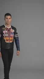 Professionelle Herren-Lederjacke für den Rennsport – Moto-Stil mit mehreren Aufnähern