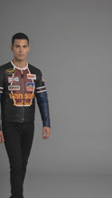 Load and play video in Gallery viewer, Men’s Professional Racing Leather Jacket – Multi-Patch Moto Style
