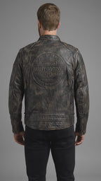 Men’s Harley-Davidson Style Heritage Embossed Leather Biker Jacket
