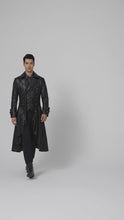 Load and play video in Gallery viewer, Men’s Black Steampunk Gothic Leather Tailcoat – Victorian Long Coat
