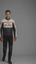 Laden und Abspielen von Videos im Galerie-Viewer, Herren Leder Racing Jacke – Limited Edition – Kontrastpanel im Motorrad-Stil
