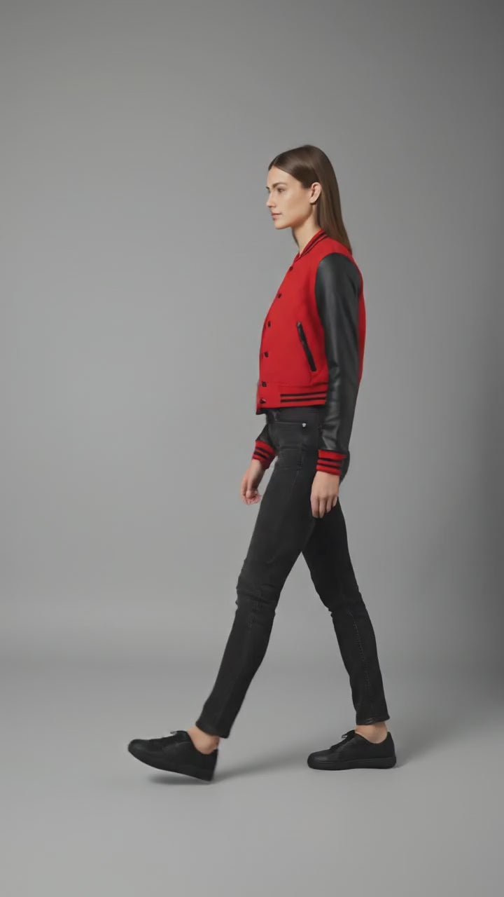 Damen Collegejacke Rot & Schwarz