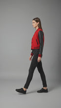 Load and play video in Gallery viewer, Women’s Red &amp; Black Varsity Jacket

