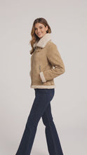 Load and play video in Gallery viewer, Women's Light Beige Lambskin Aviator Jacket

