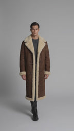 Kolby Brown Suede Shearling Long Coat – Premium Winter Overcoat