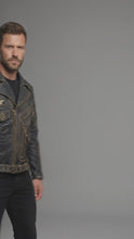 Load and play video in Gallery viewer, Men’s Indian-Style Leather Racing Jacket – Red &amp; Black Moto Bomber
