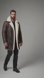 Men’s Sherpa Lined Lambskin Leather Coat – Swedish Shearling Bomber Style