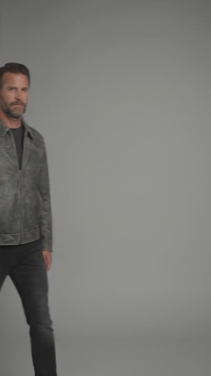 Herren Motorradjacke aus schwarzem Leder im Harley-Stil – Edition mit orange-weißen Rennstreifen