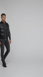 Naro Black Leather Puffer Vest – Buttery Soft Luxury Style