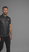Load and play video in Gallery viewer, Men’s Harley-Style Leather Roadster Vest – Premium Black Top-Grain
