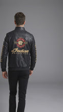 Load and play video in Gallery viewer, Men’s Indian-Style Leather Racing Jacket – Premium Black Moto Bomber
