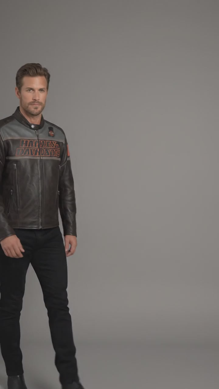 Heritage Racing Braune Leder Bikerjacke – Klassischer Harley Moto Stil