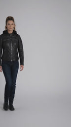 Women’s Scroll Skull 3-in-1 Leather Motorcycle Jacket – Harley Style Edition