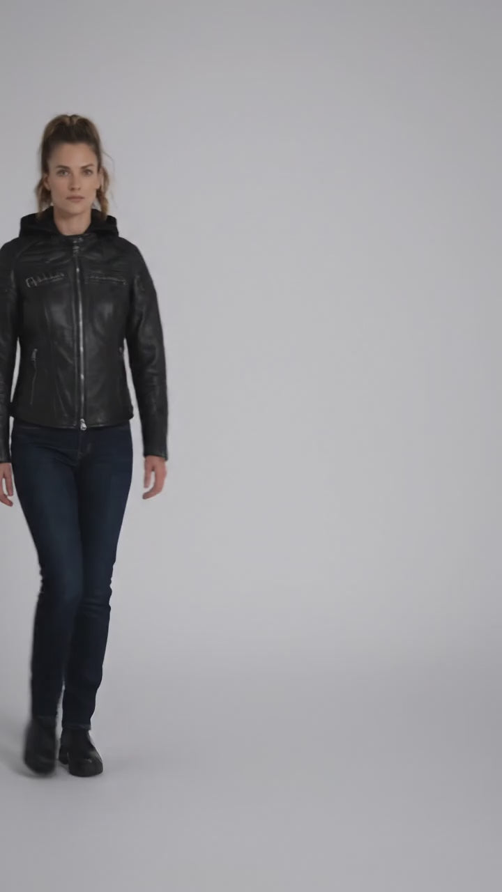 Women’s Scroll Skull 3-in-1 Leather Motorcycle Jacket – Harley Style Edition