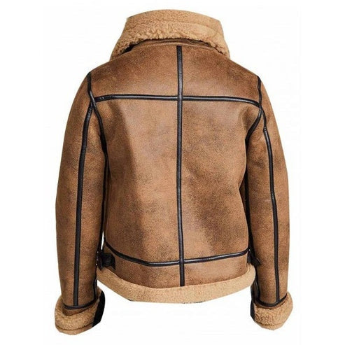 Men’s B3 Shearling Aviator Bomber Jacket – Brown Sheepskin Flight Coat