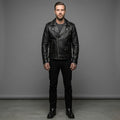 Herren Rock Fan Leder Motorradjacke – Geflügelter Bestickter Patch Biker Stil
