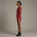 Women's Short Faux Red Leather Romper