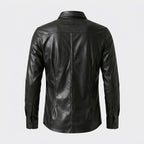 Men’s Slim Fit Black Sheepskin Leather Shirt Jacket – Premium Leather Overshirt