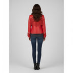 Women's Fringe Red Leather Jacket