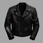Signature Obsidian Skull Bikerjacke aus Leder – Handbesetzter Motorrad-Stil