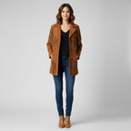 Brown Faux Suede Fringe Jacket