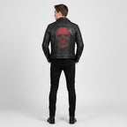 Signature Obsidian Skull Bikerjacke aus Leder – Handbesetzter Motorrad-Stil