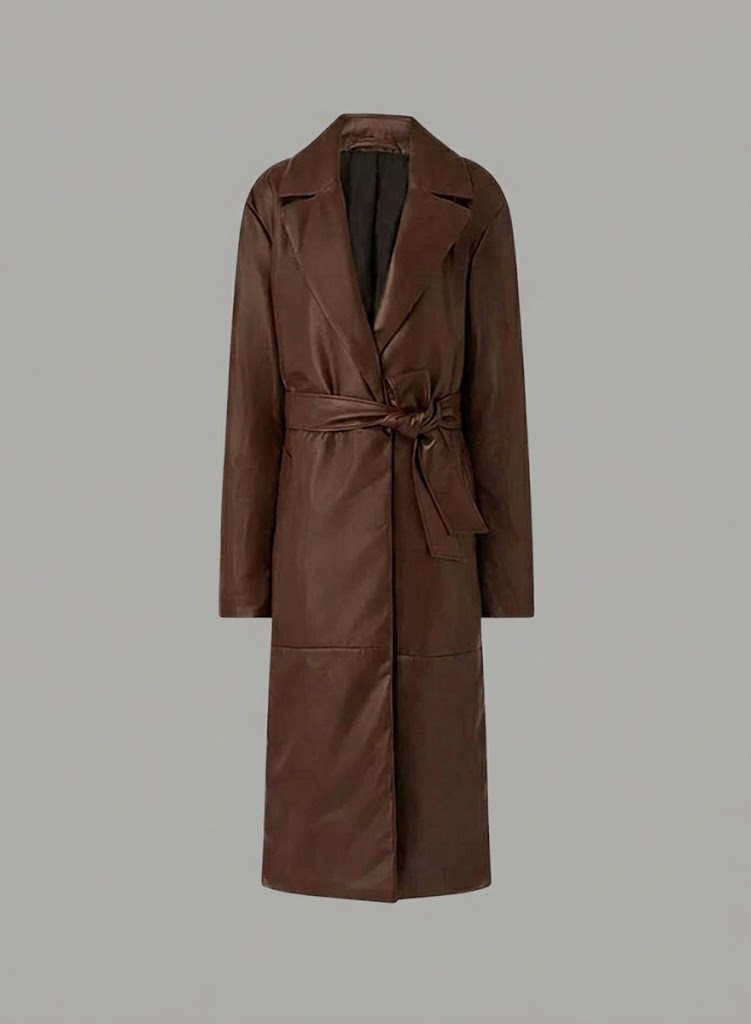 Damen Marciano Lana Langer Ledermantel – Luxuriöser Designer Trench-Stil