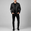Signature Obsidian Skull Bikerjacke aus Leder – Handbesetzter Motorrad-Stil