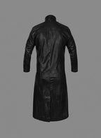 Men’s Deux Black Leather Duster Coat – Classic Long Western Overcoat