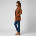 Brown Faux Suede Fringe Jacket