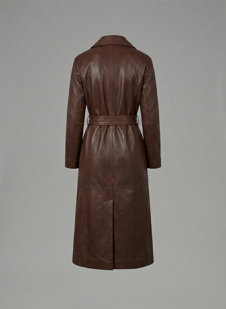 Damen Marciano Lana Langer Ledermantel – Luxuriöser Designer Trench-Stil