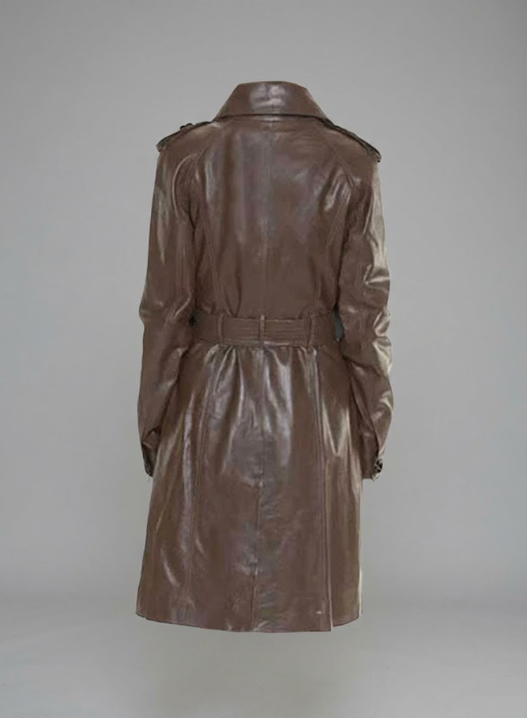 Damen Trenchcoat aus braunem Leder – Eleganter klassischer langer Mantel