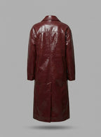 Damen Zweireihiger Leder-Trenchcoat – Eleganter, klassischer langer Übermantel