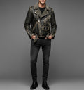 Men’s Black Spiked & Studded Leather Biker Jacket – Genuine Moto Style