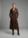 Damen Marciano Lana Langer Ledermantel – Luxuriöser Designer Trench-Stil