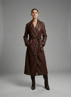 Damen Marciano Lana Langer Ledermantel – Luxuriöser Designer Trench-Stil